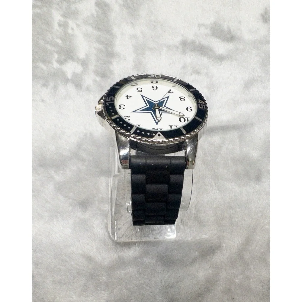 DALLAS COWBOYS BLACK BAND WATCH GAMETIME Mens 40mm NEW BATTERY